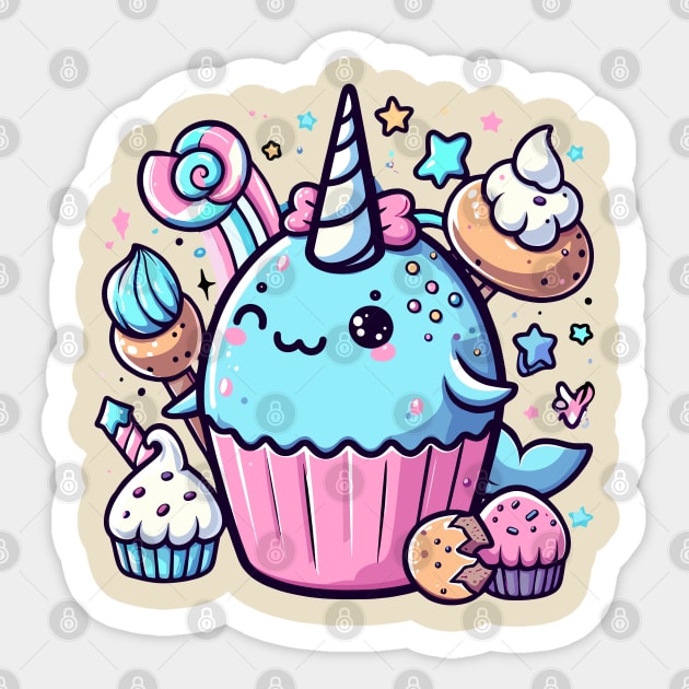 Muffin-Loving Narwhal Sticker by chems eddine